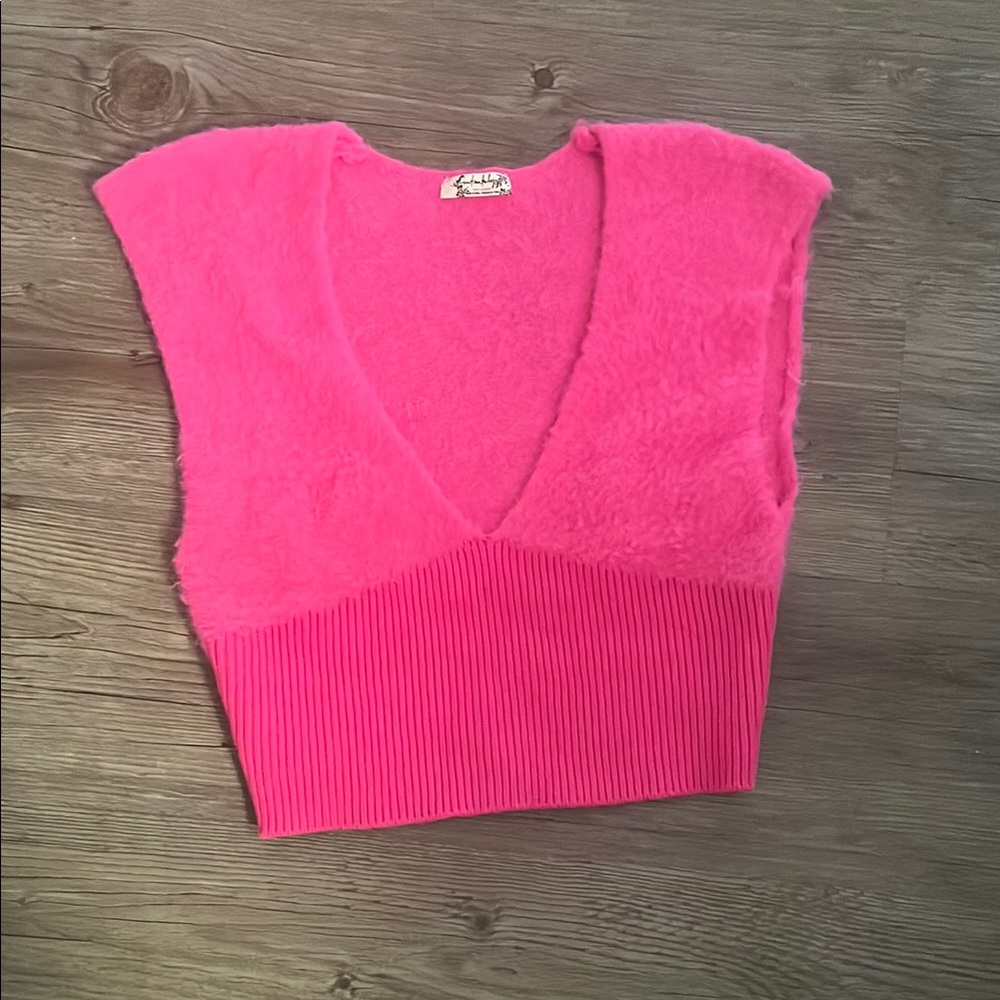 Free People Pink Ribbed Sleeveless Crop Top